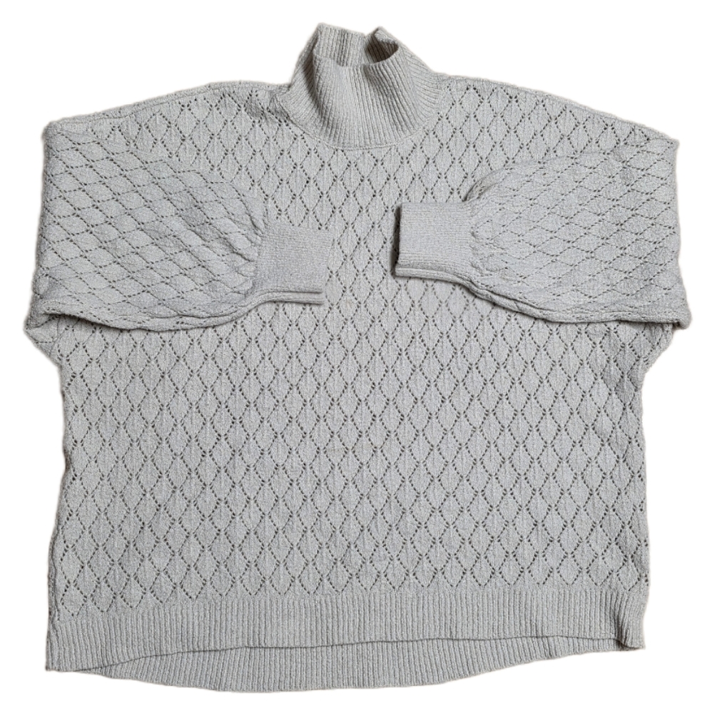 Wonderly Diamond Knit Sweater Women's Size Large Beige Turtleneck - Picture 1 of 6